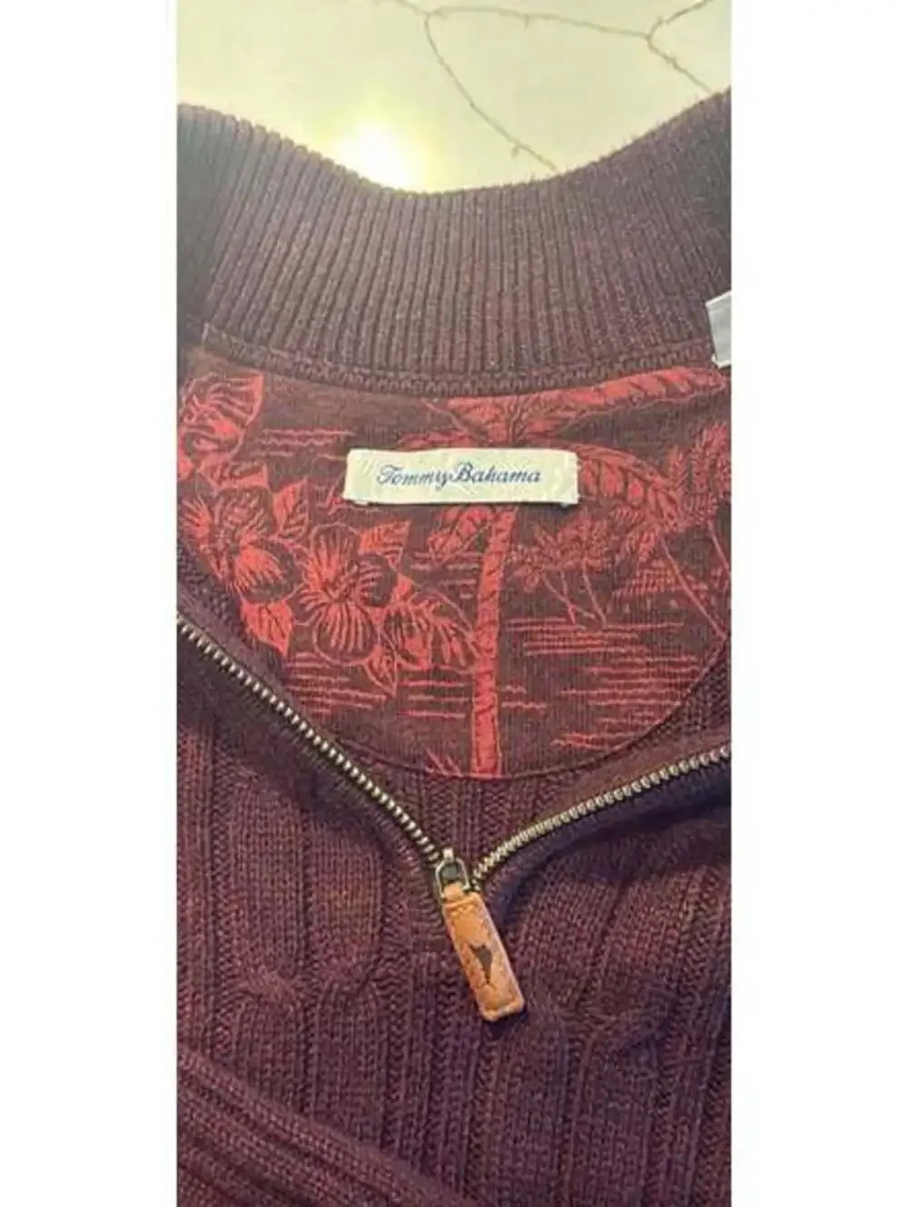 Tommy Bahama Coolside Madeira IslandZone Quarter-Zip Sweater Burgundy Man Medium